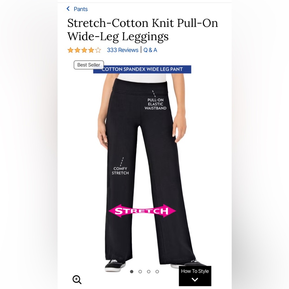Woman Within:  Knit Pull-On Wide-Leg Leggings - Black 
New in package